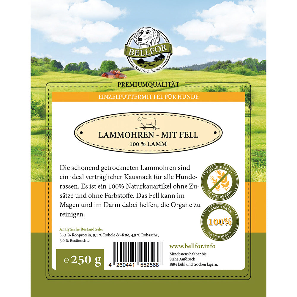 Bellfor Gesunder Hundesnack - Lamm-Ohren mit Fell 250 g – Image 2